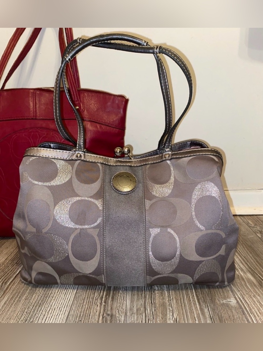 Coach Signature C Jacquard & Leather Bag